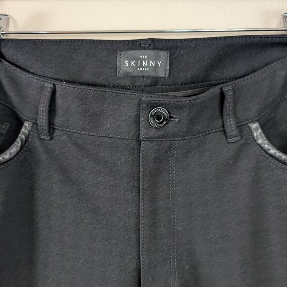 White House Black Market Black Skinny Ankle Pant Zippered Leg Houndstooth Sz 14 - Picture 5 of 16